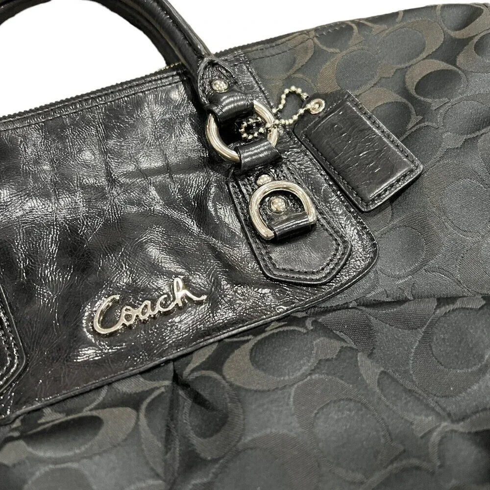 Coach Black Signature Fabric Ashley Handbag